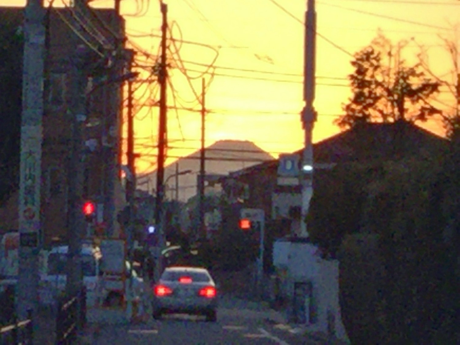 夕焼けの富士山